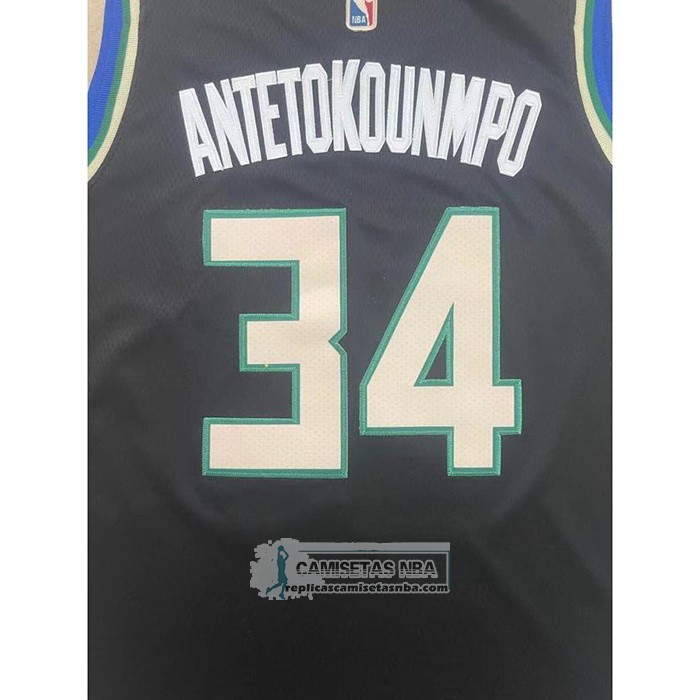 Camiseta Milwaukee Bucks Giannis Antetokounmpo NO 34 Statement 2022-23 Negro